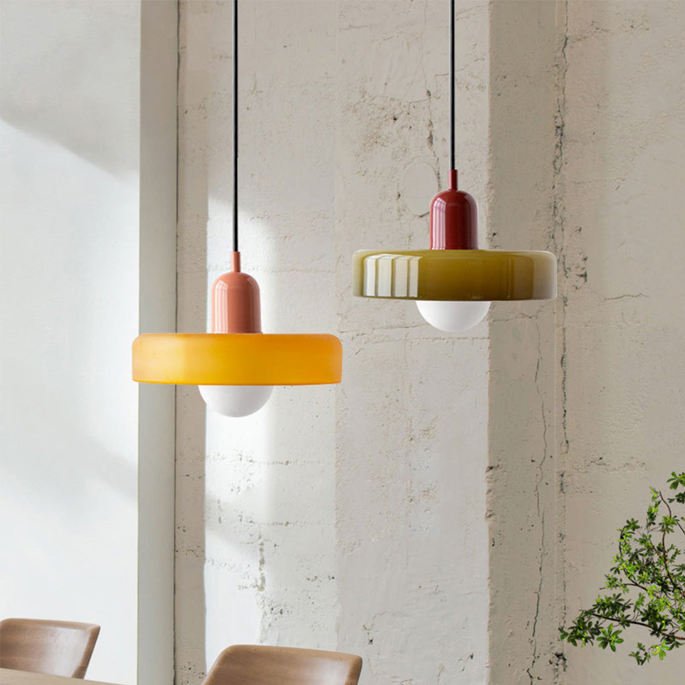 Bauhaus Colored Glass Pendant Light